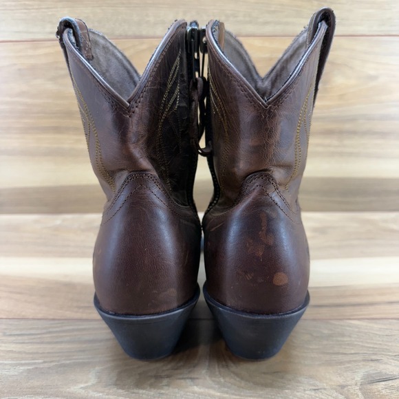 Ariat Dakota Brown Leather Western Booties 8.5 Studded Zipper Cowgirl - Picture 7 of 10